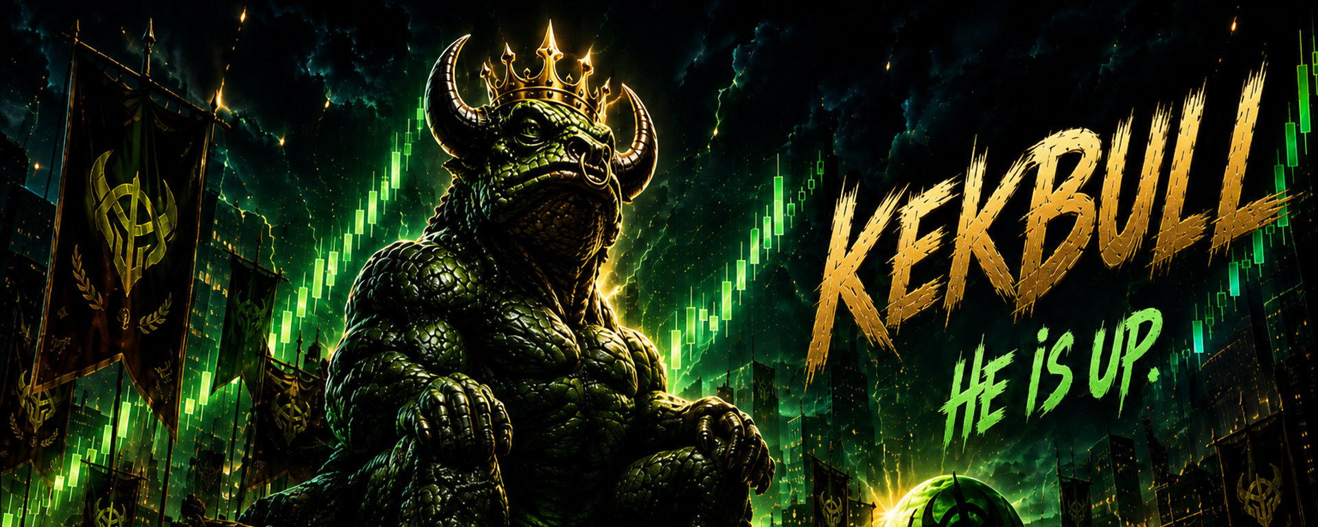 KEKBULL seated above the chart. He is up.